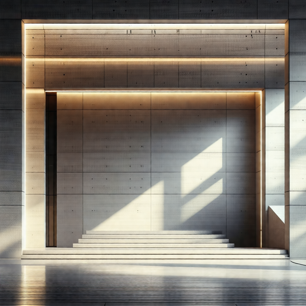 Large, modern building with a large window
