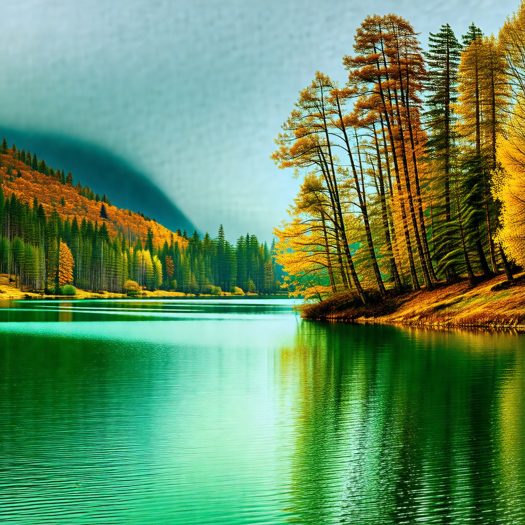 Serene lake surrounded by a forest of trees