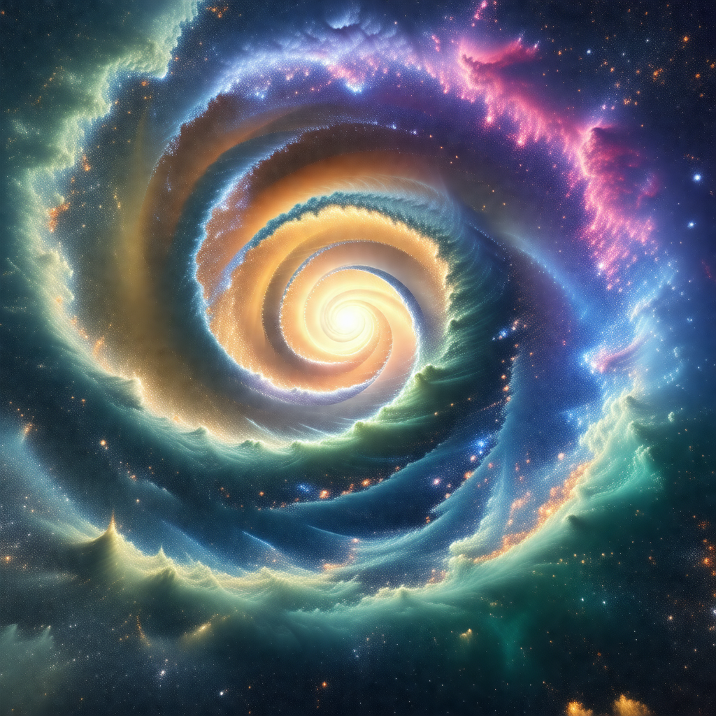 Vibrant and colorful spiral, which appears to be a swirli...