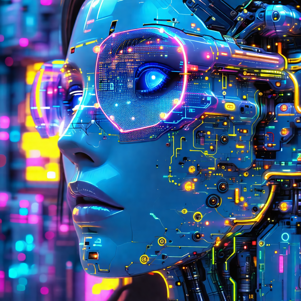 Woman with a futuristic, cyberpunk appearance