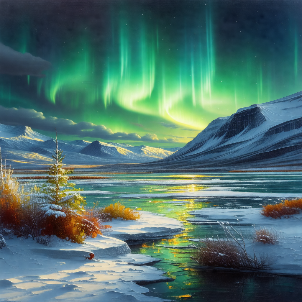 Beautiful scene of a snow-covered mountain range with a r...