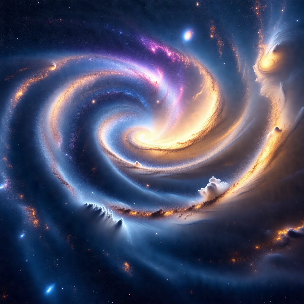 Beautifully detailed space scene featuring a spiral galax...