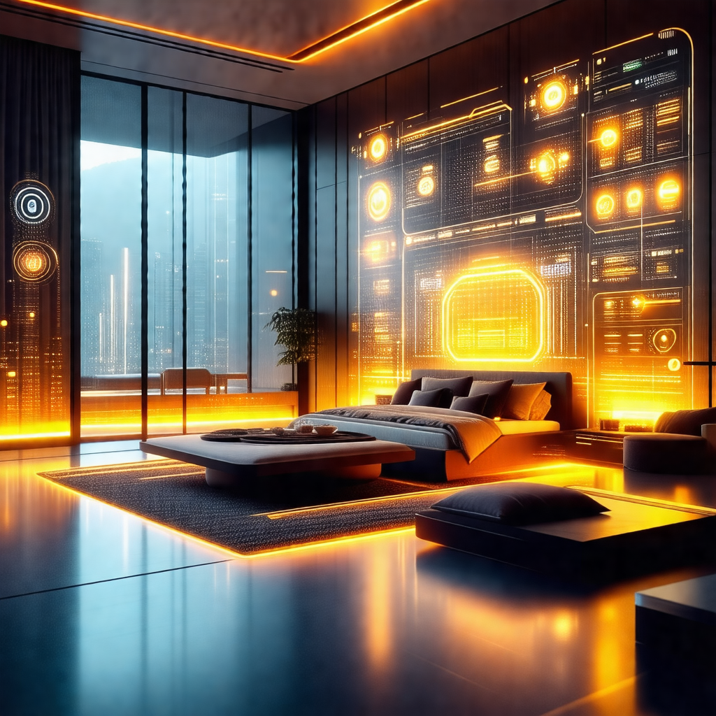 Modern living room with a futuristic design