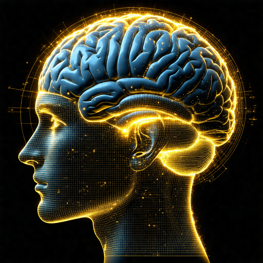 3d representation of a human head, focusing on the fronta...