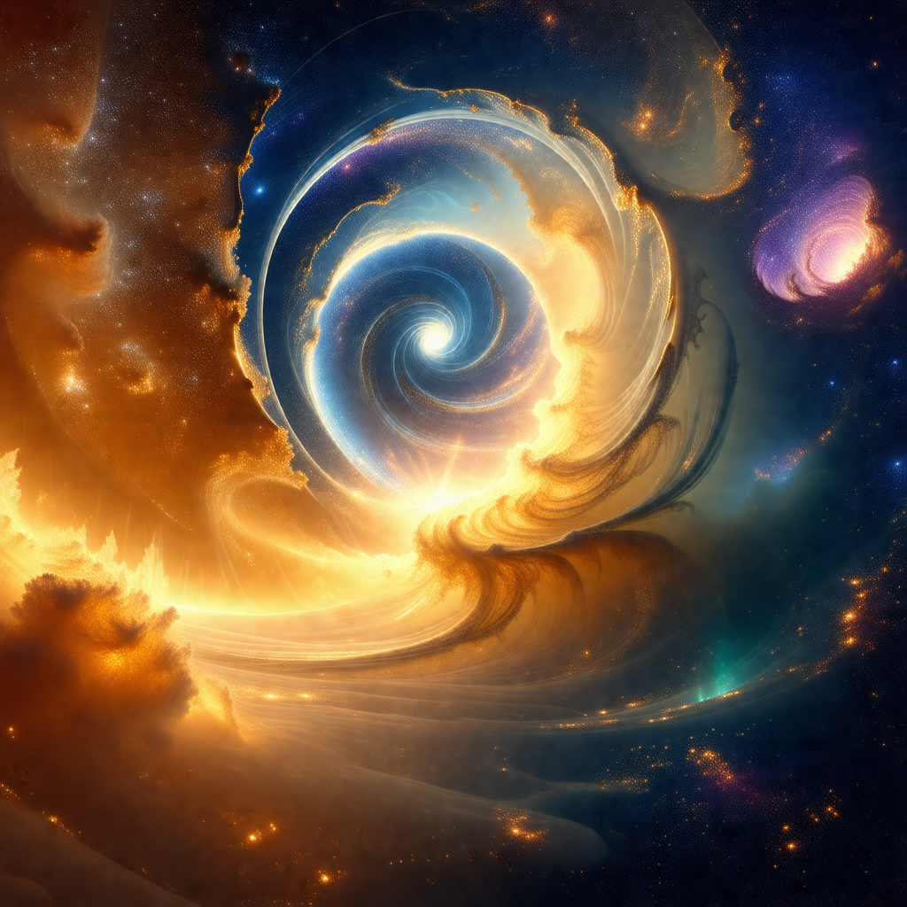 Vibrant and colorful painting of a spiral galaxy