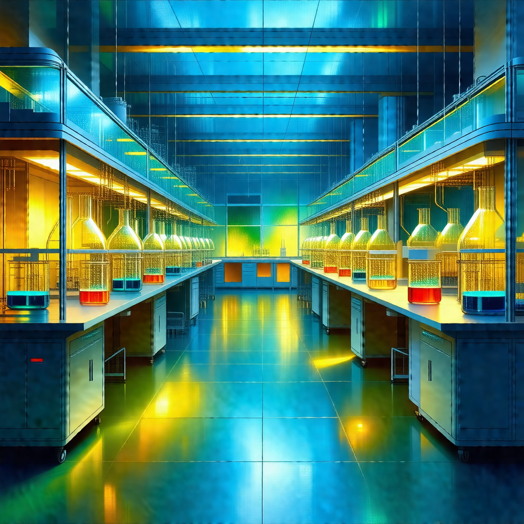Large, well-lit laboratory filled with various pieces of ...