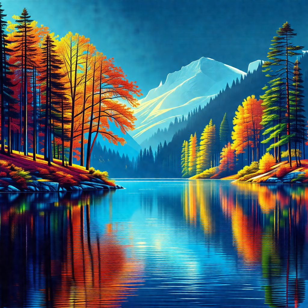 Beautiful mountain lake surrounded by a forest of trees