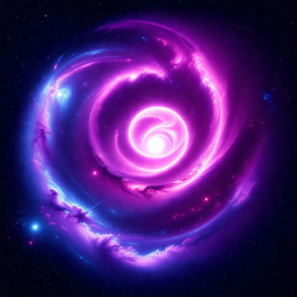 Purple spiral galaxy with a bright center