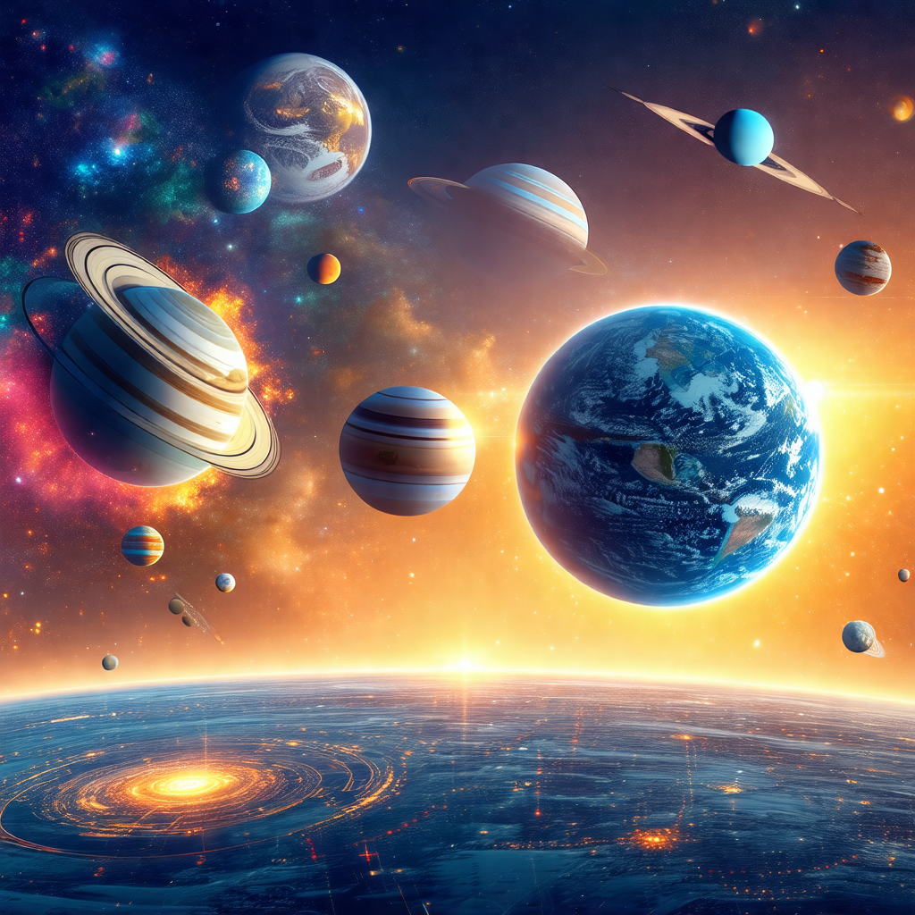 Colorful and detailed illustration of the solar system, f...