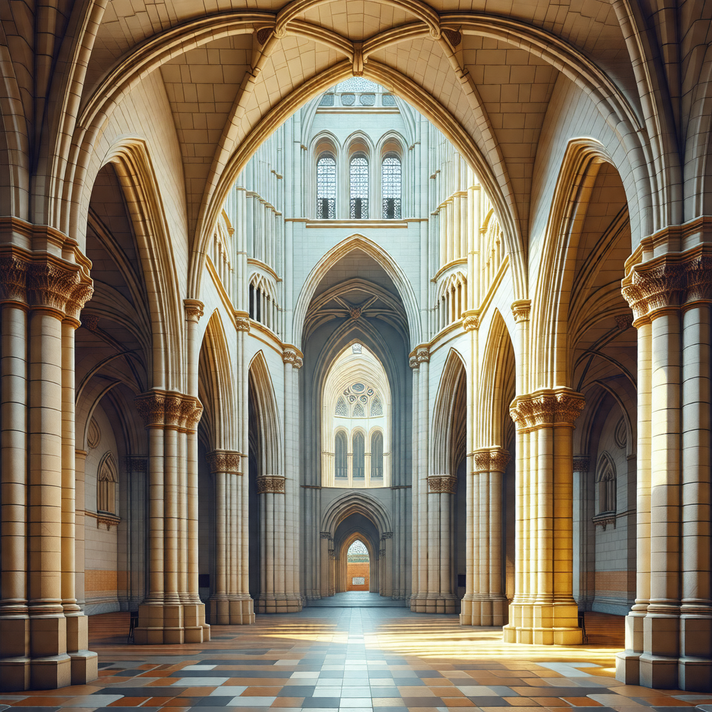 Large, ornate cathedral with a high vaulted ceiling