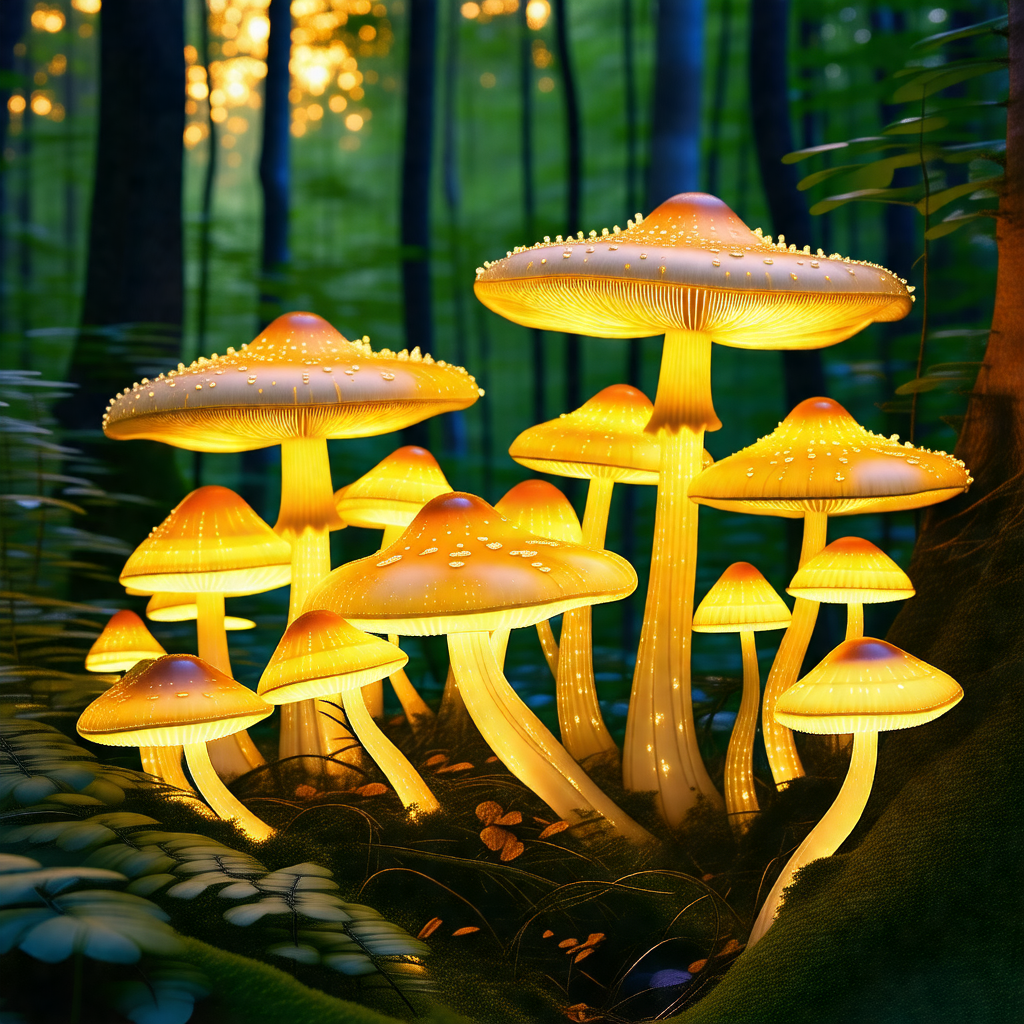 Group of mushrooms growing in a forest