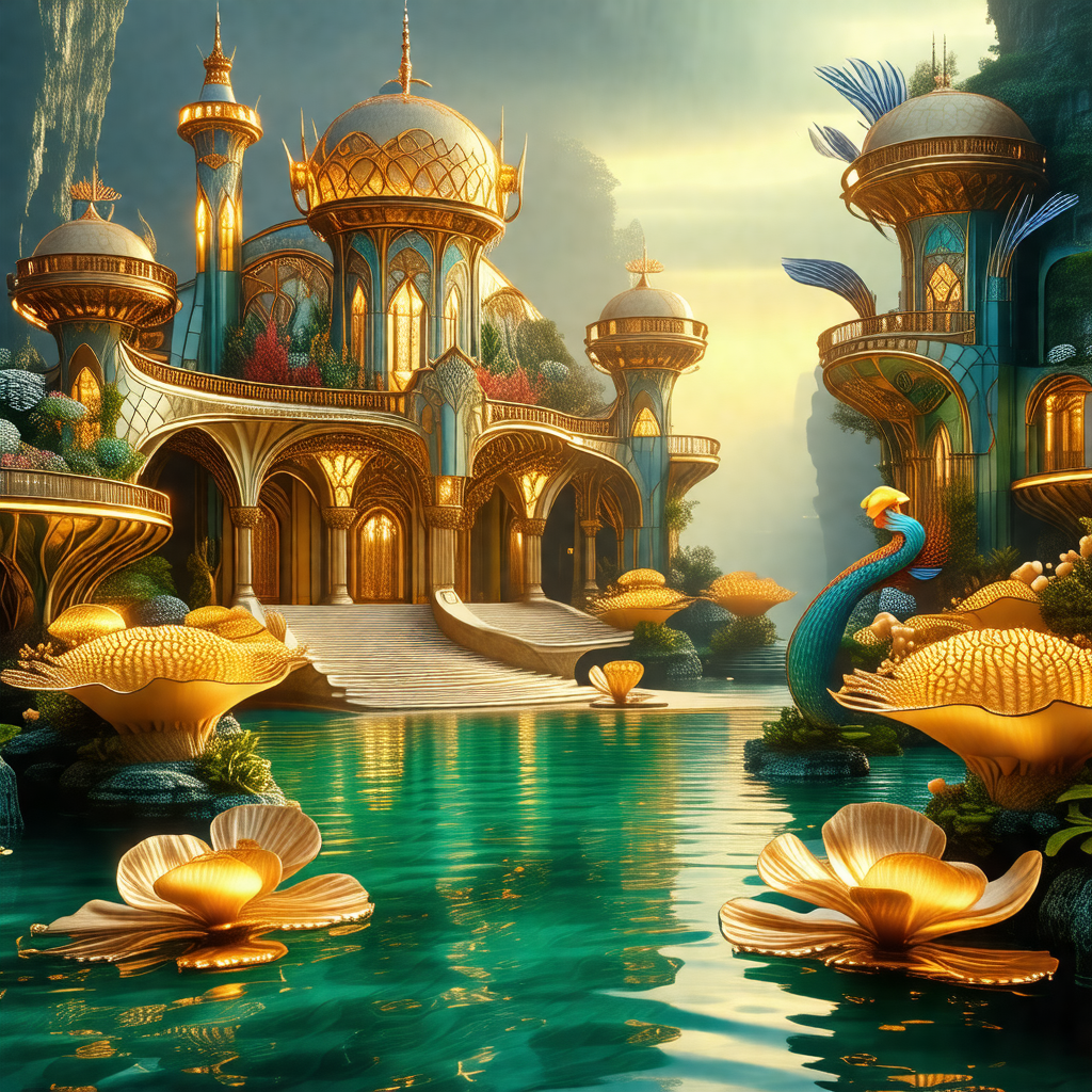 Beautifully designed fantasy world with a palace and a la...
