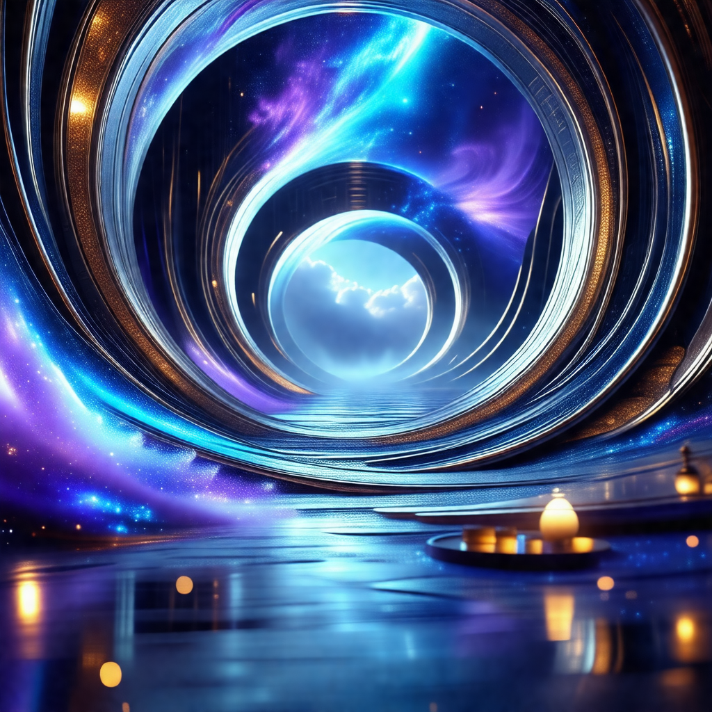 Futuristic tunnel with a blue and purple lighting effect