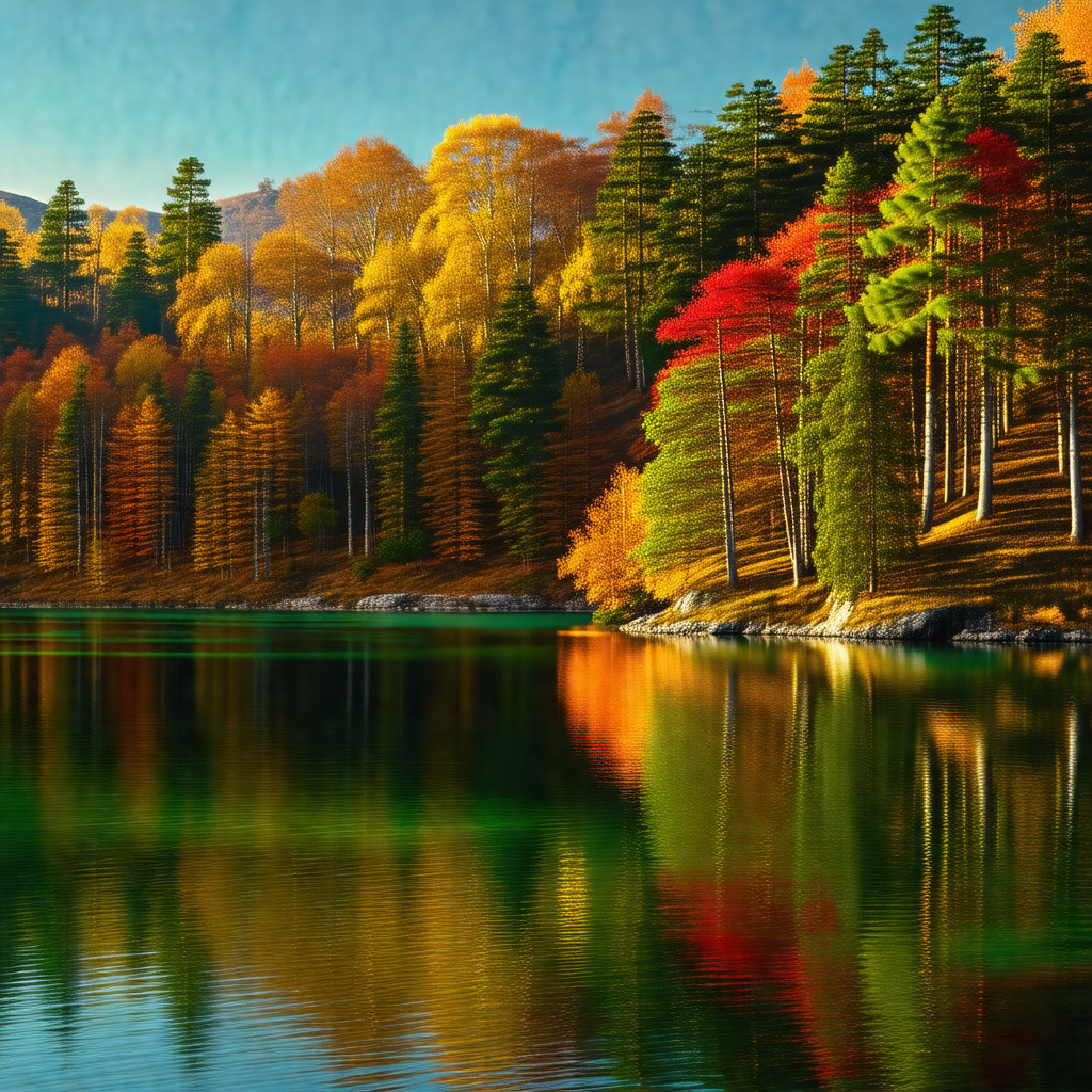 Serene lake surrounded by a forest of trees