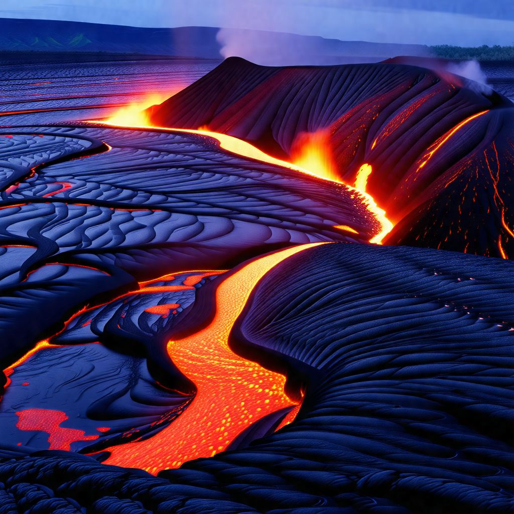 Large, open area with a red glow, likely due to lava or a...