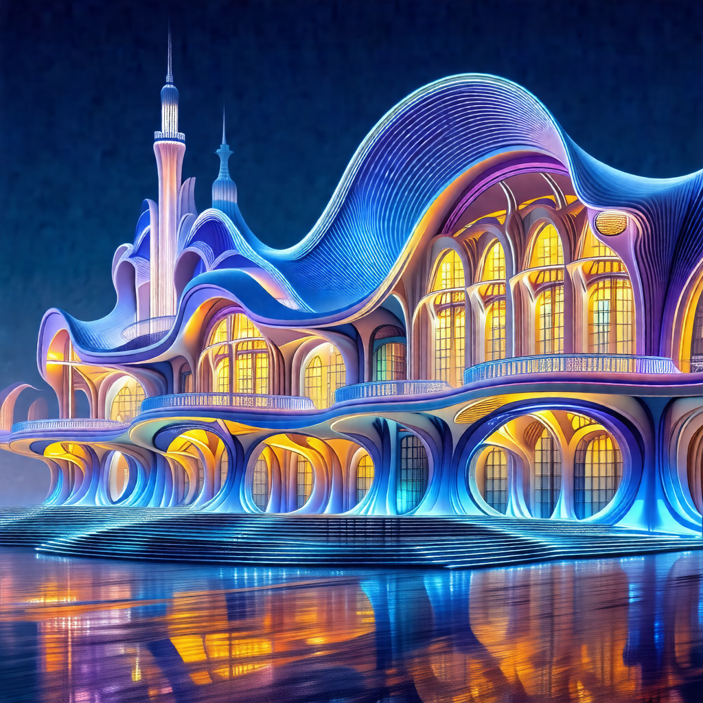 Large, colorful building with a unique design