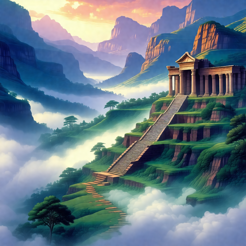 Majestic greek temple situated on a hillside, surrounded ...