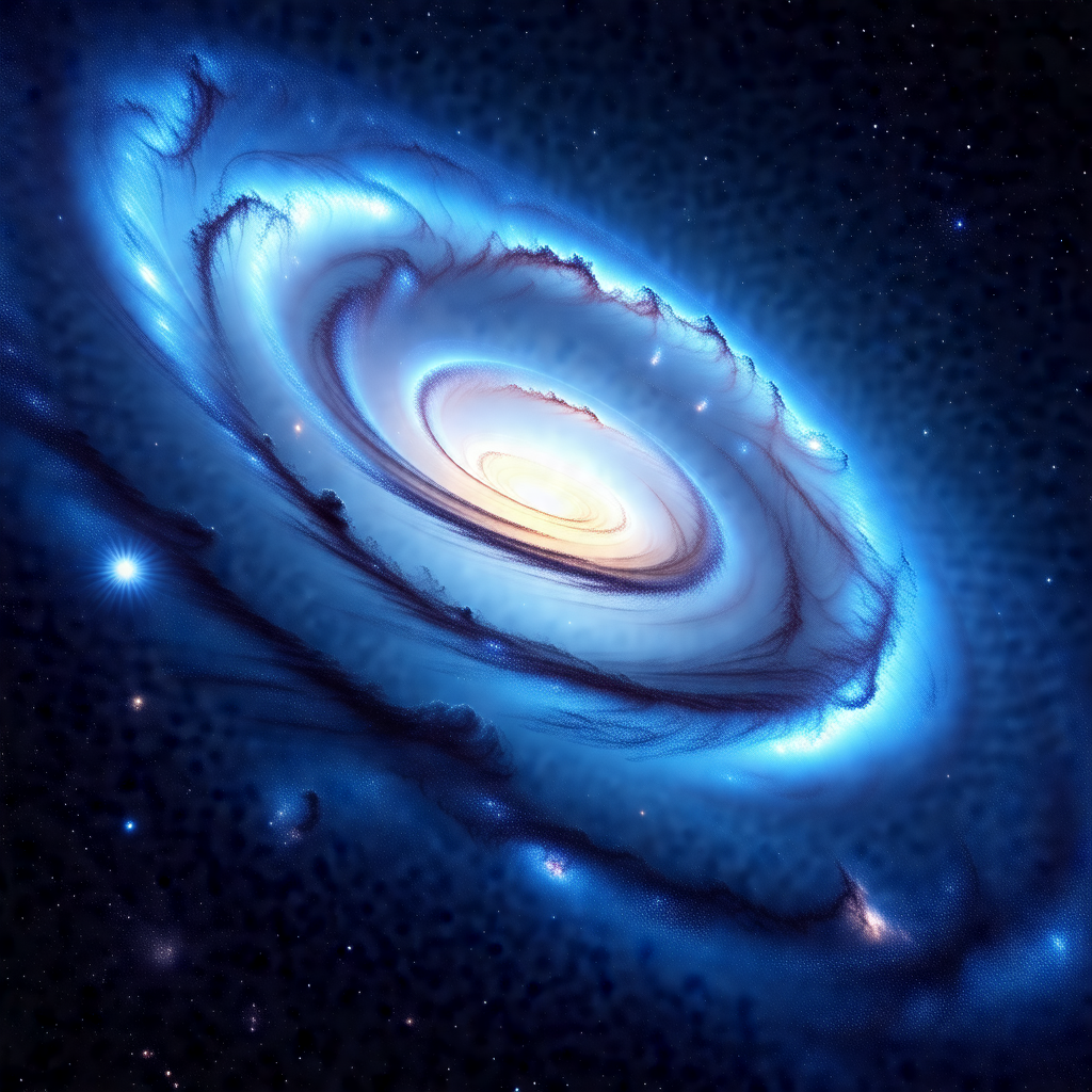 Close-up of a spiral galaxy, which is a large, swirling m...