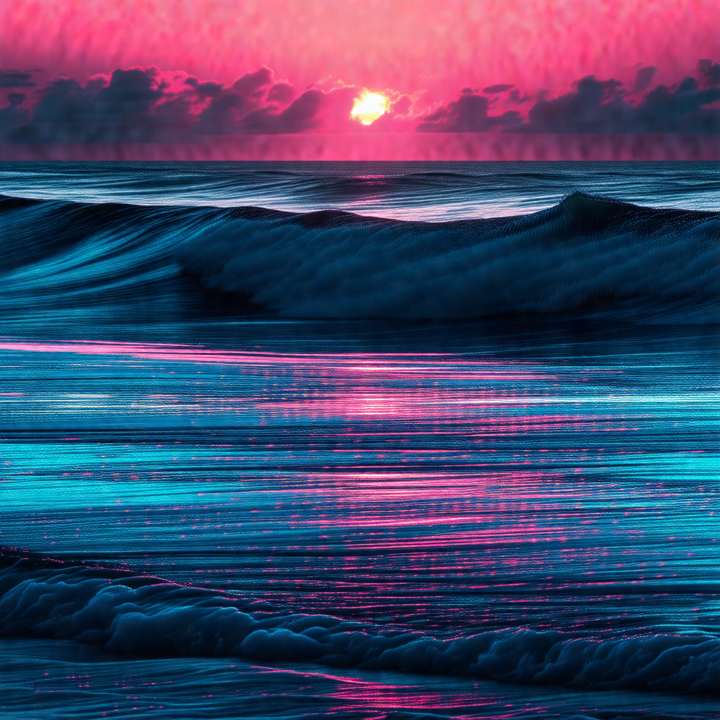 Captures a beautiful sunset over the ocean