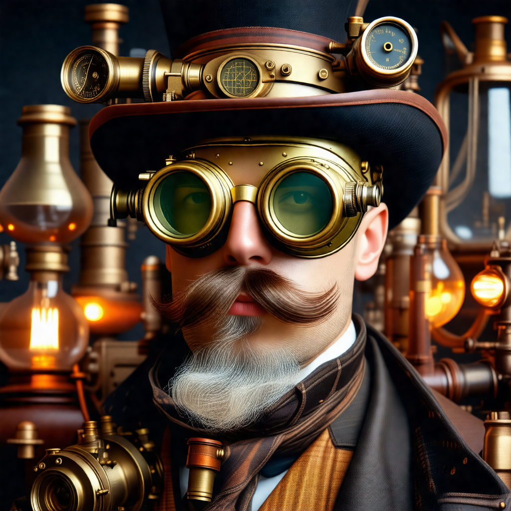 Man wearing a top hat and glasses, giving him a distincti...
