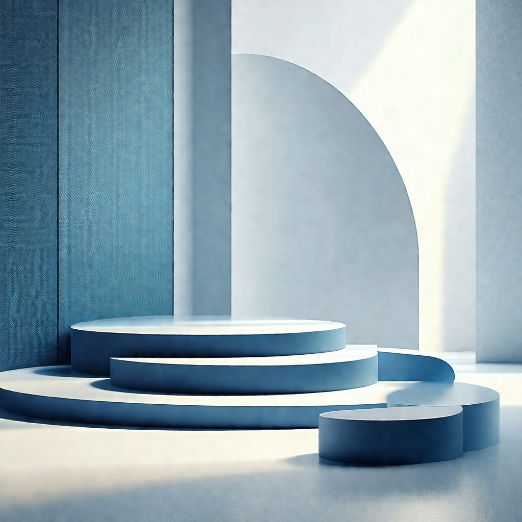 Large, blue, circular structure with a white interior