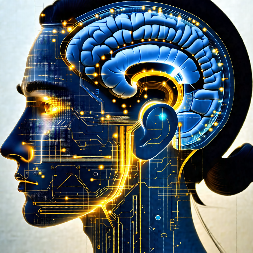 Close-up of a person's head, with a focus on the brain an...