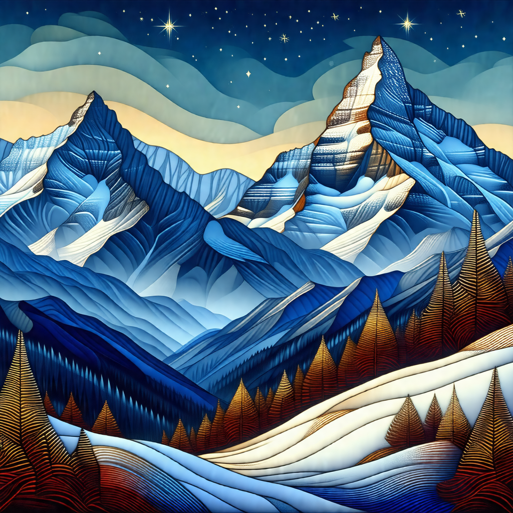 Beautiful mountain range with snow-capped peaks