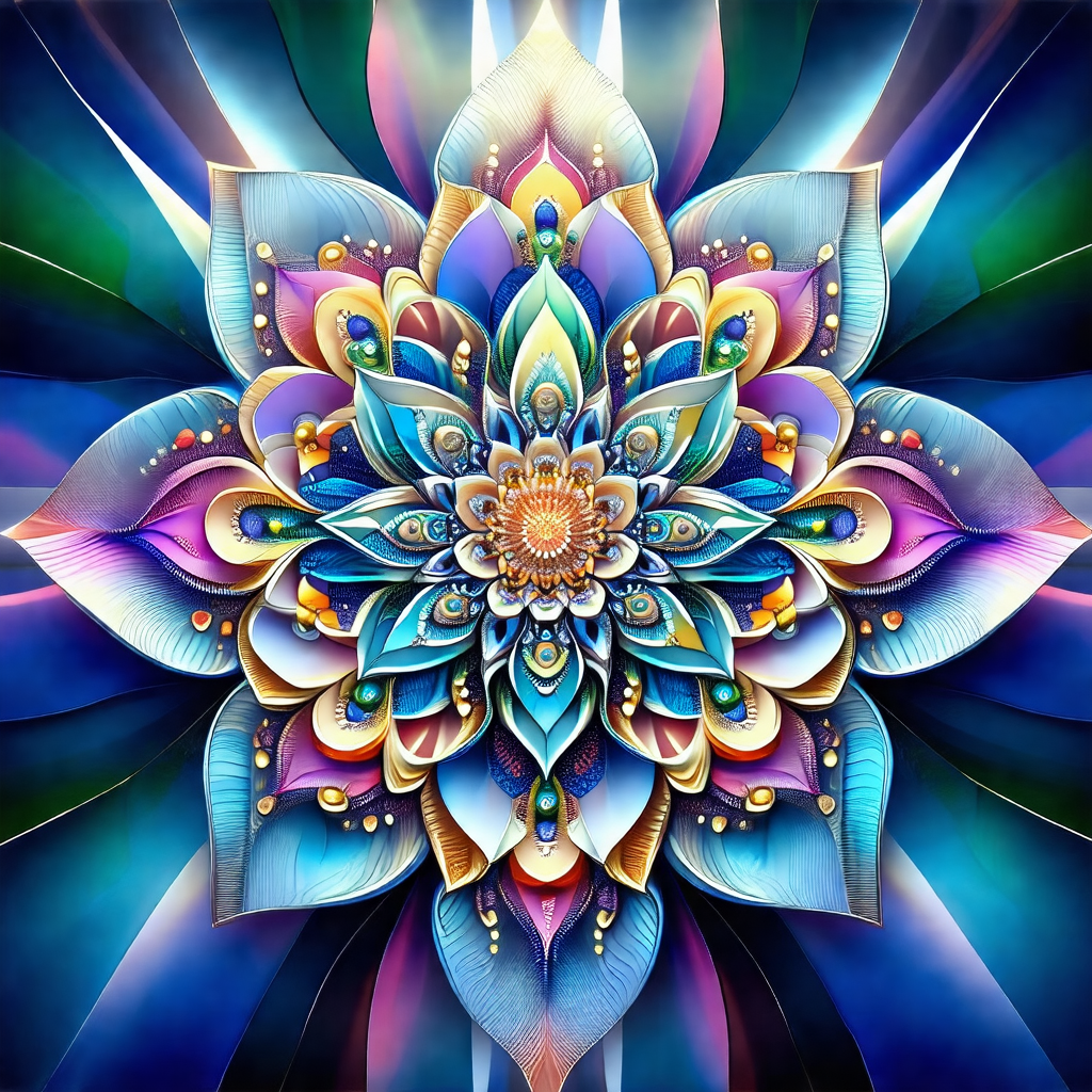 Beautifully crafted, colorful flower with a vibrant blue ...