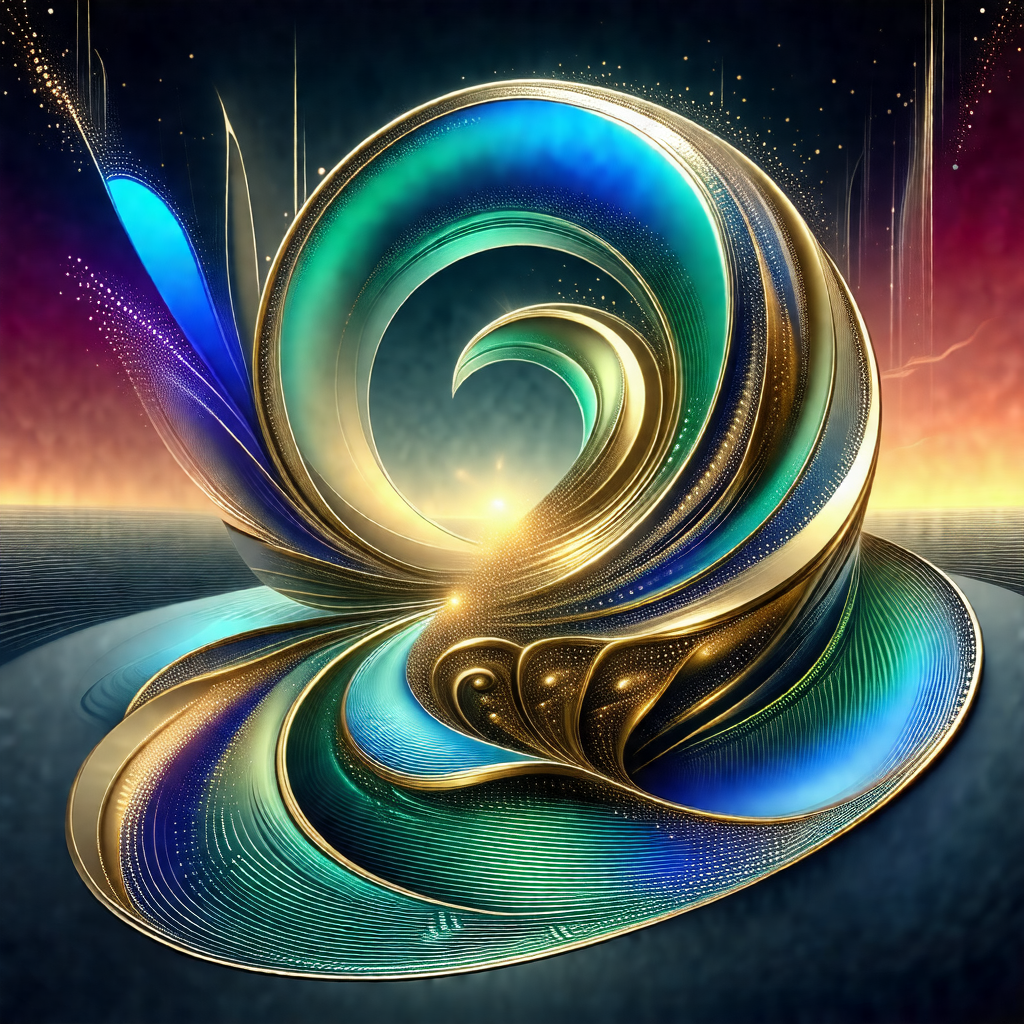 3d digital artwork of a blue and gold spiral