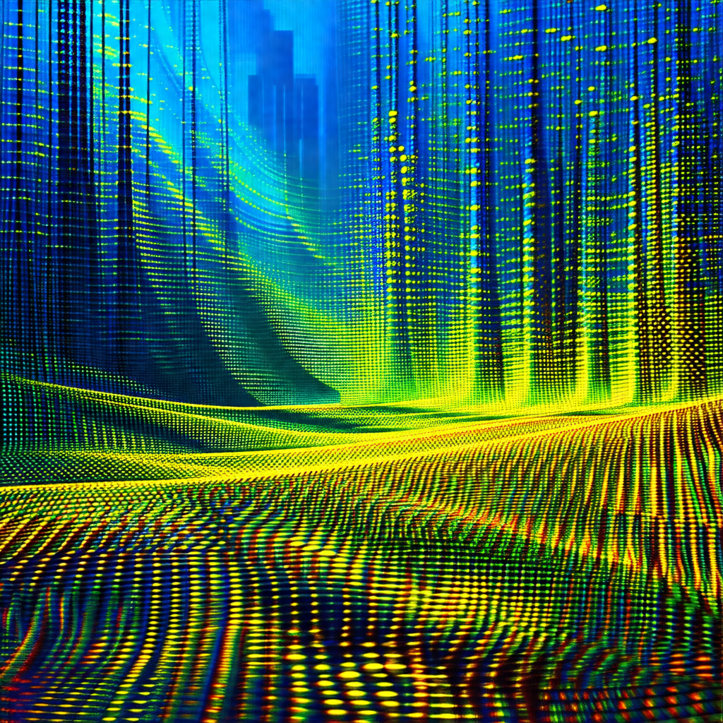 Colorful and abstract representation of a forest