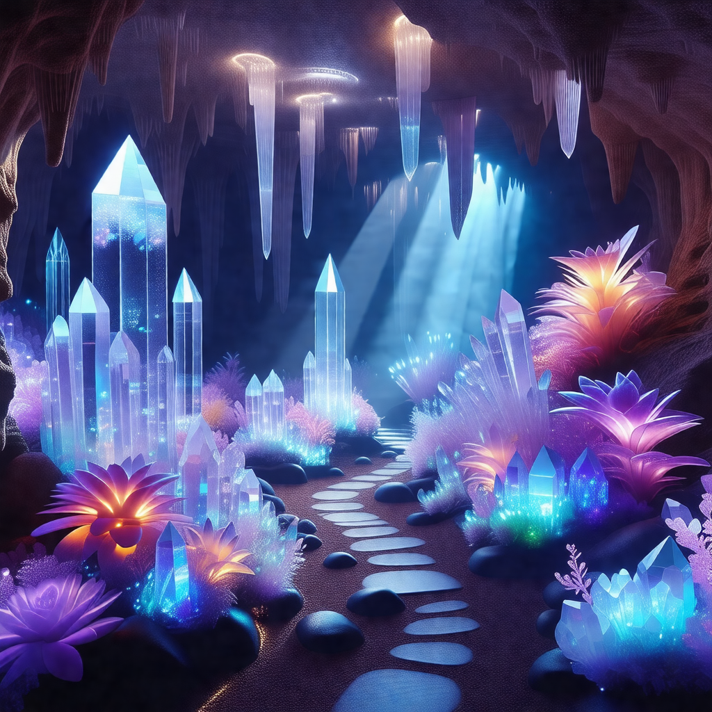 Digital artwork of a cave with a path leading through it