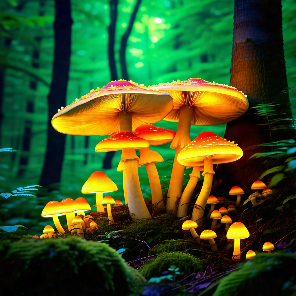 Group of mushrooms growing in a forest