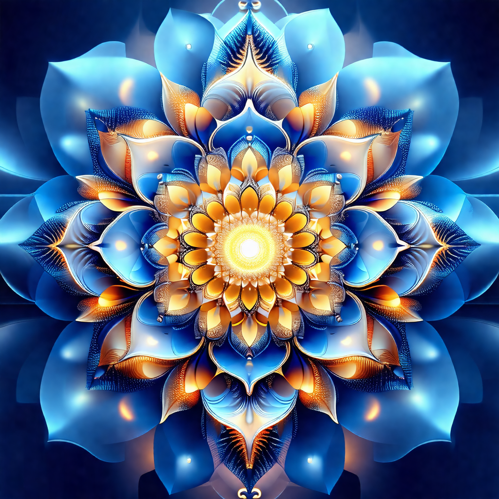 Beautiful blue flower with a yellow center, surrounded by...