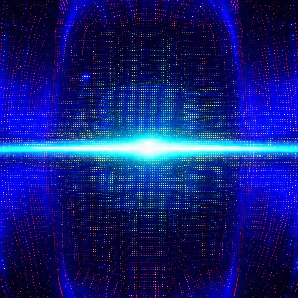 Close-up of a blue light, possibly a neon sign or a light...
