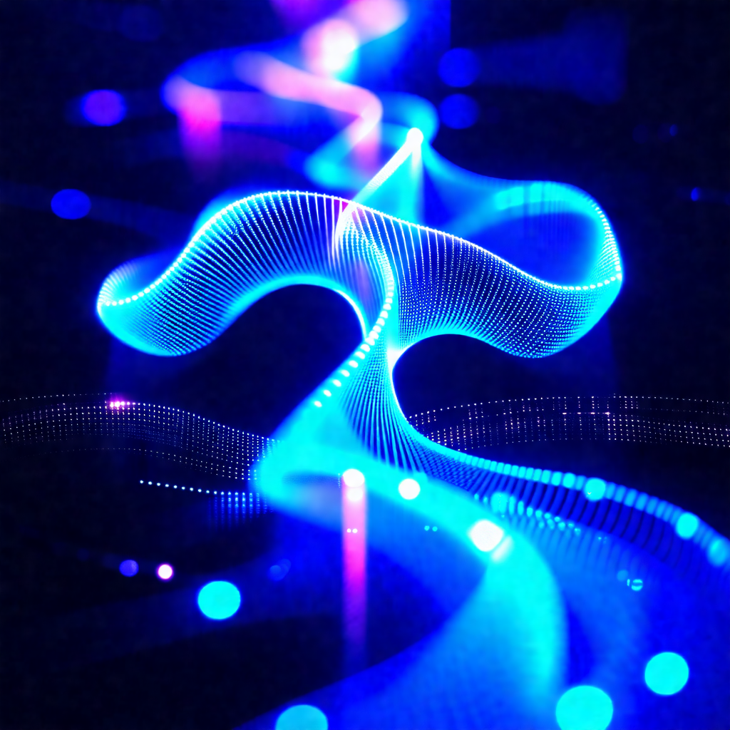 Blue light display that resembles a swirling vortex