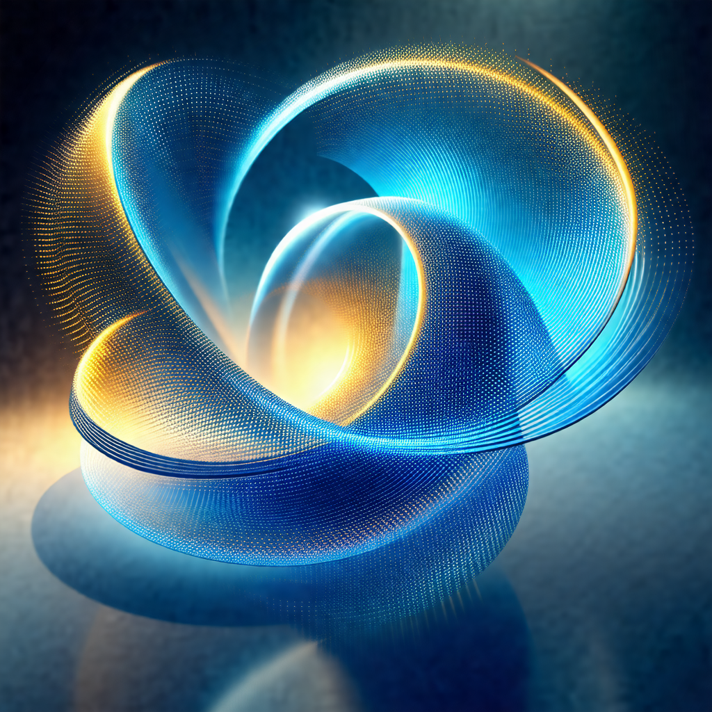 Blue and yellow spiral sculpture, which appears to be mad...