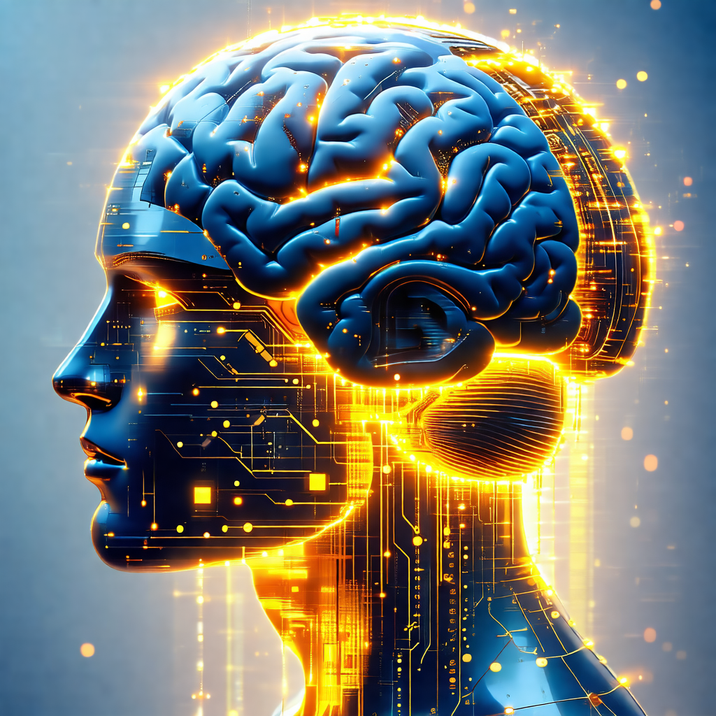 Close-up of a human head, with a focus on the brain and i...