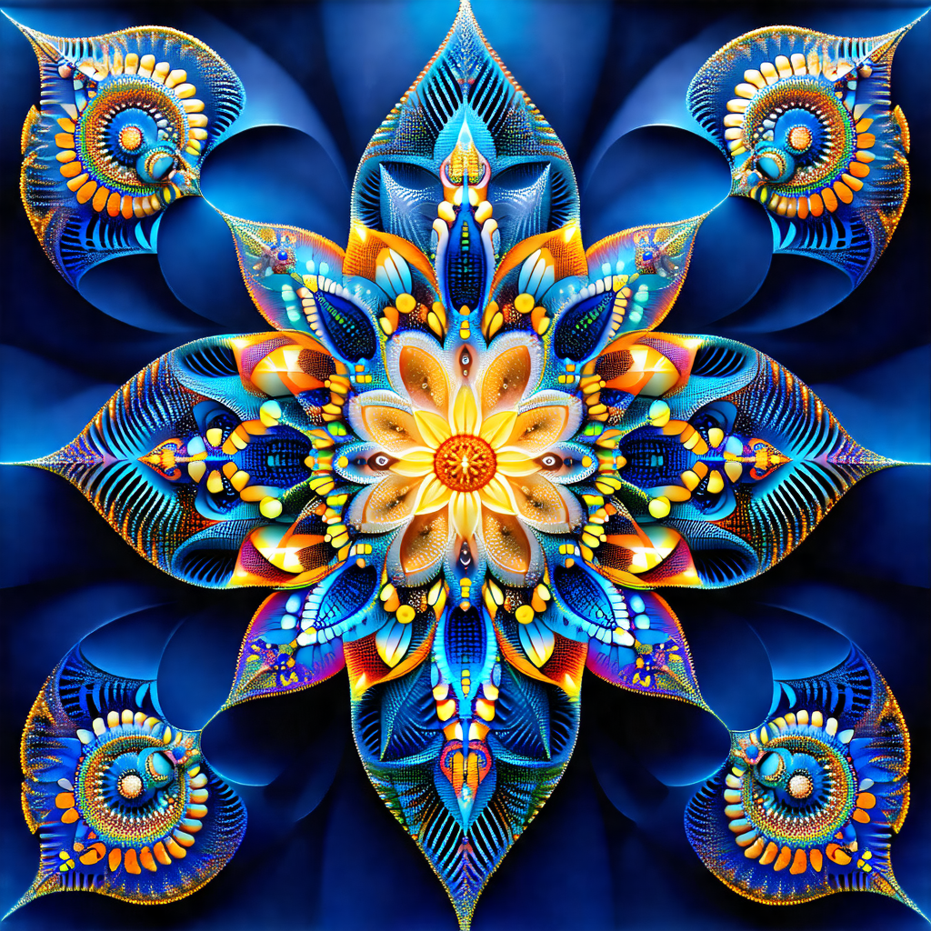 Vibrant and colorful flower design, likely a part of a la...
