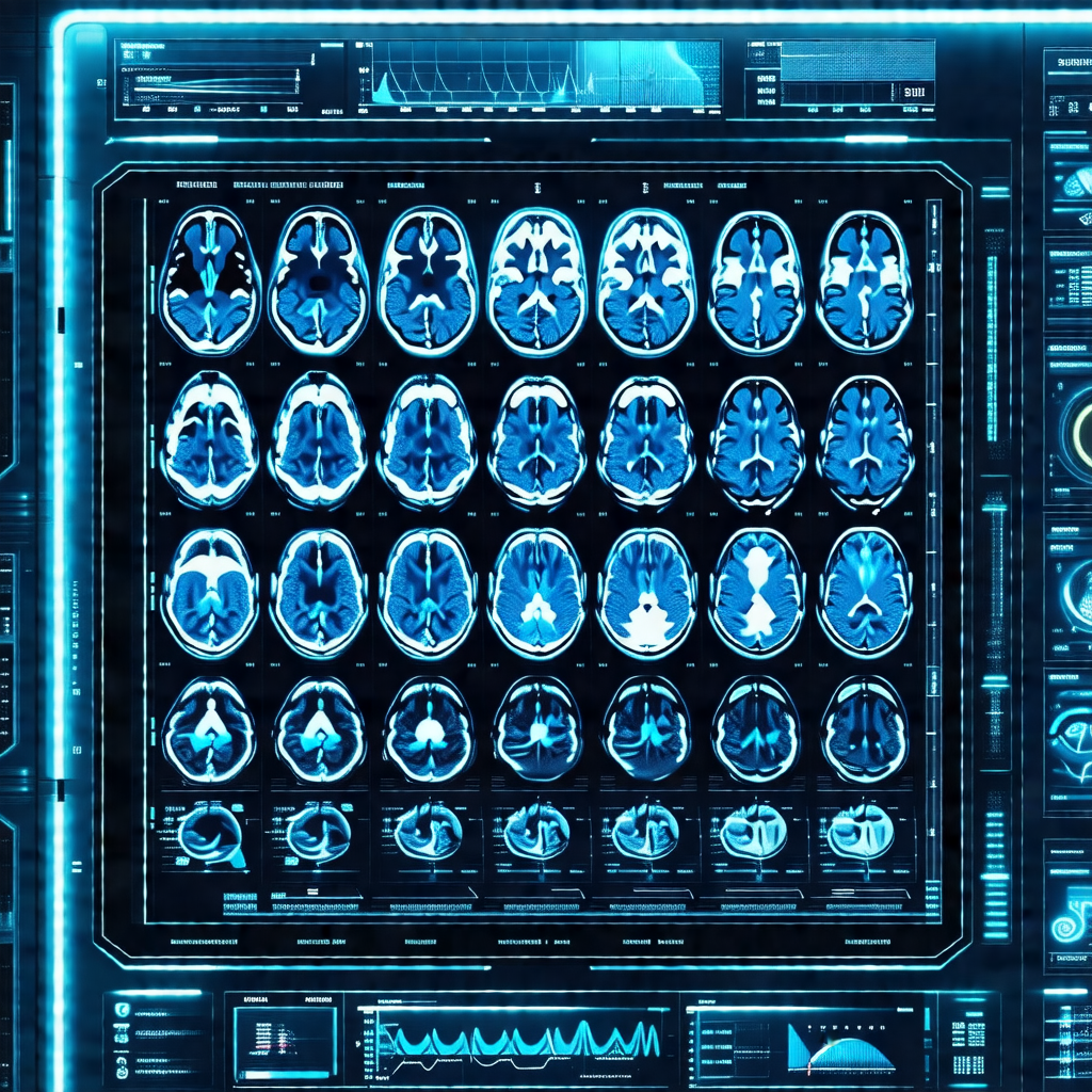 Collection of medical images, specifically a series of br...