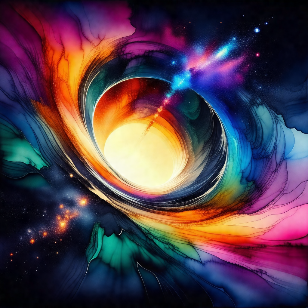 Colorful and vibrant painting of a black hole