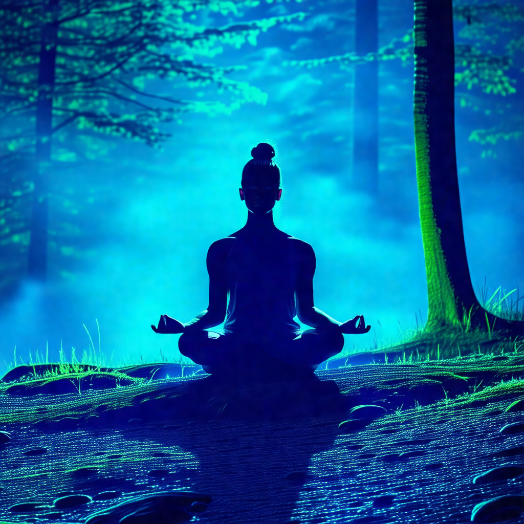 Person sitting in a lotus position on a grassy area
