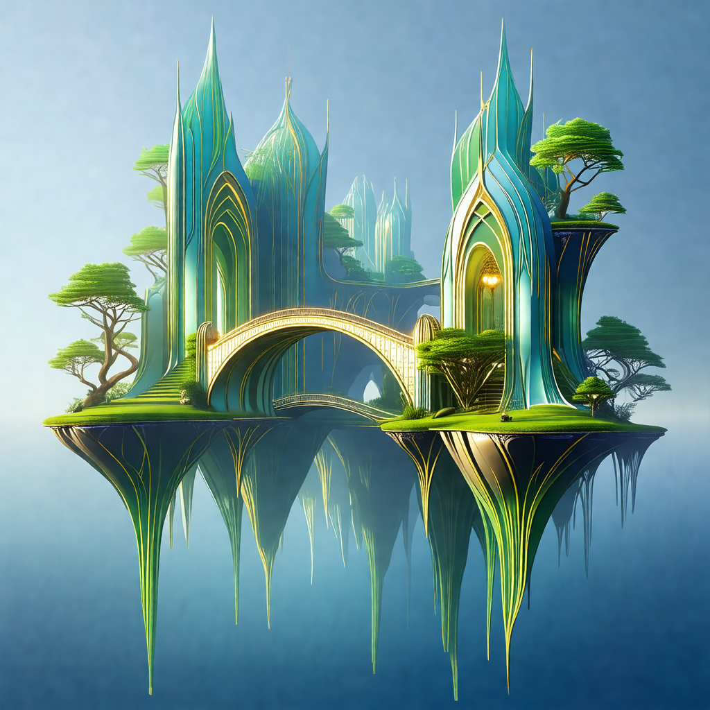 Beautifully designed fantasy island with a castle-like st...