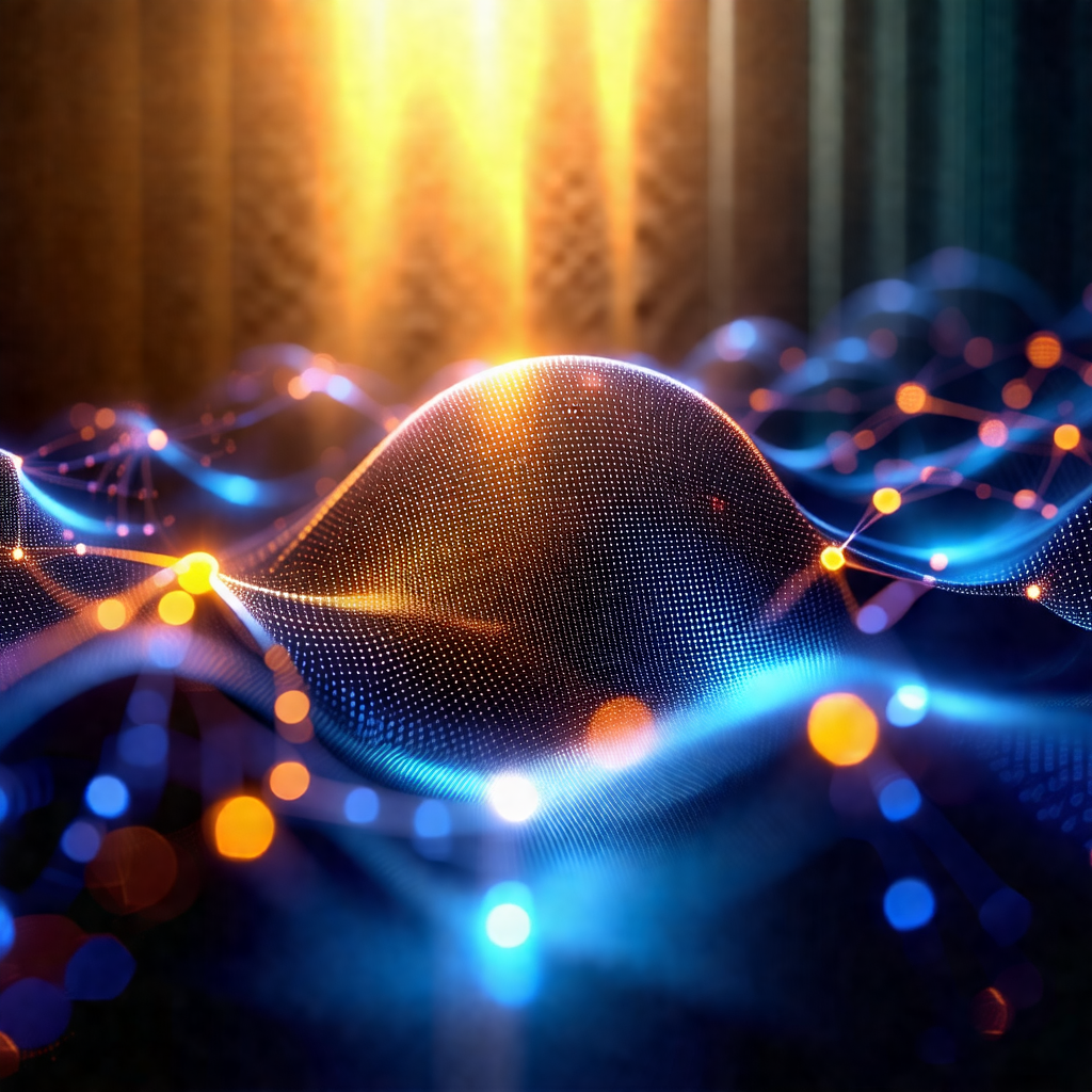 Blue and orange light show, possibly a light sculpture or...