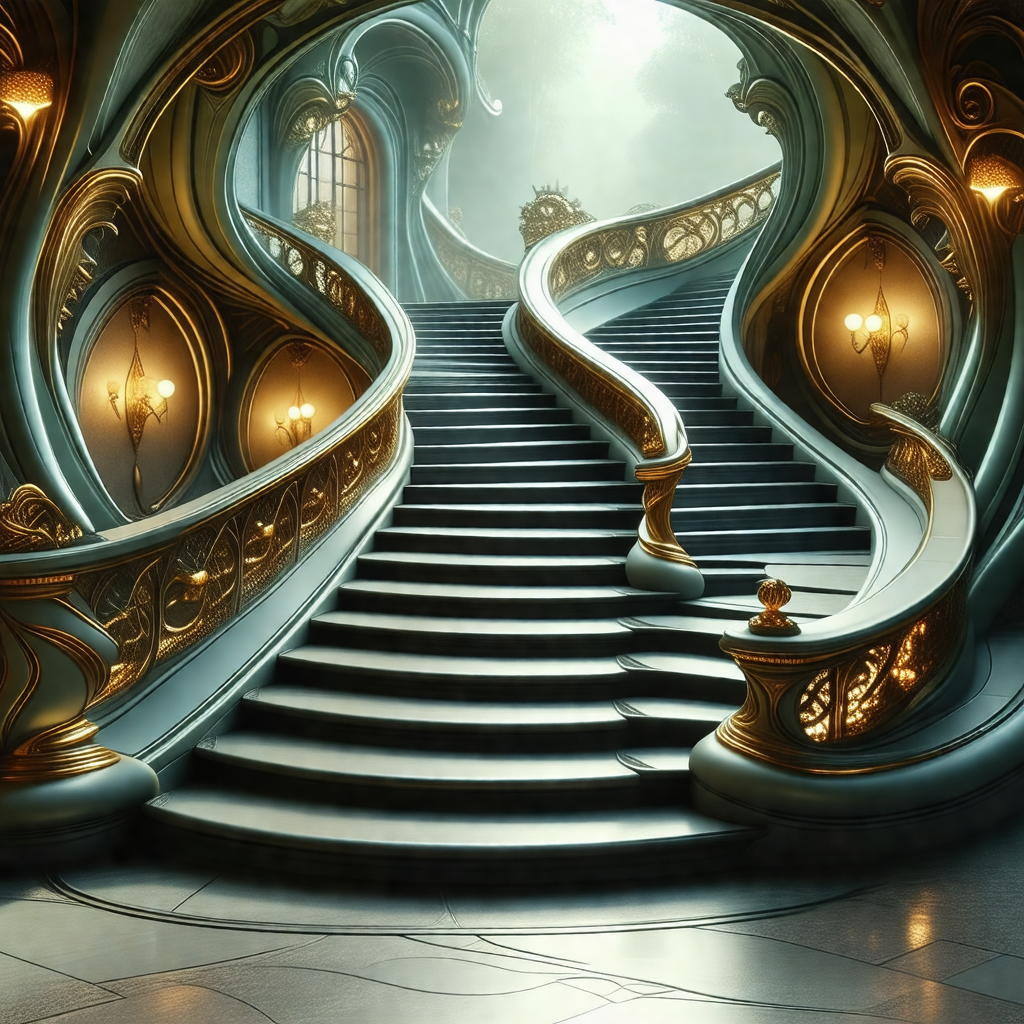 Grand staircase in a palace, with a beautifully designed ...