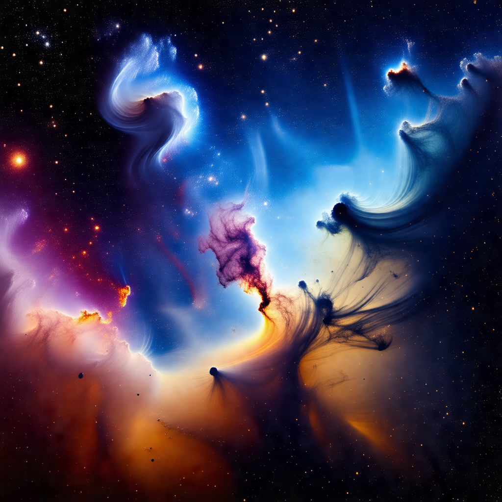 Vibrant and colorful space scene, featuring a purple and ...