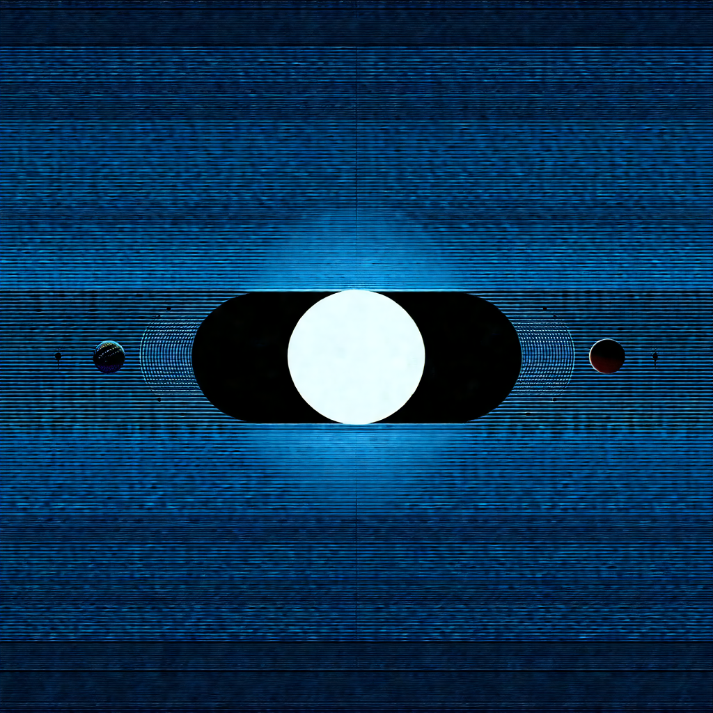Blue background with a white circle in the center