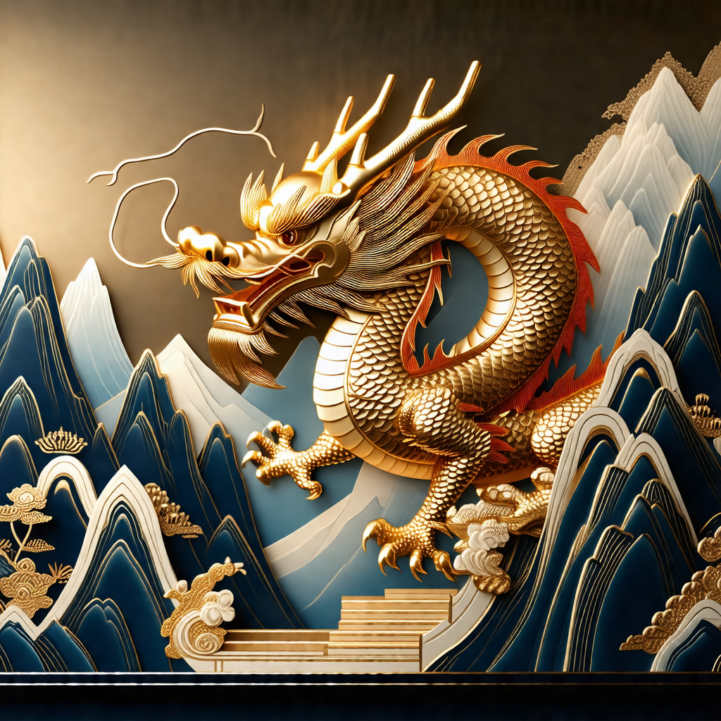 Large, intricately designed dragon statue, which is posit...