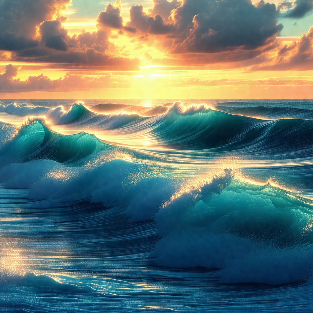 Beautiful sunset over the ocean, with the sun setting beh...