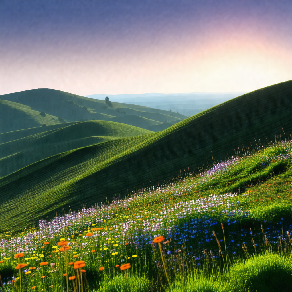 Lush green hillside with a beautiful view of the valley b...