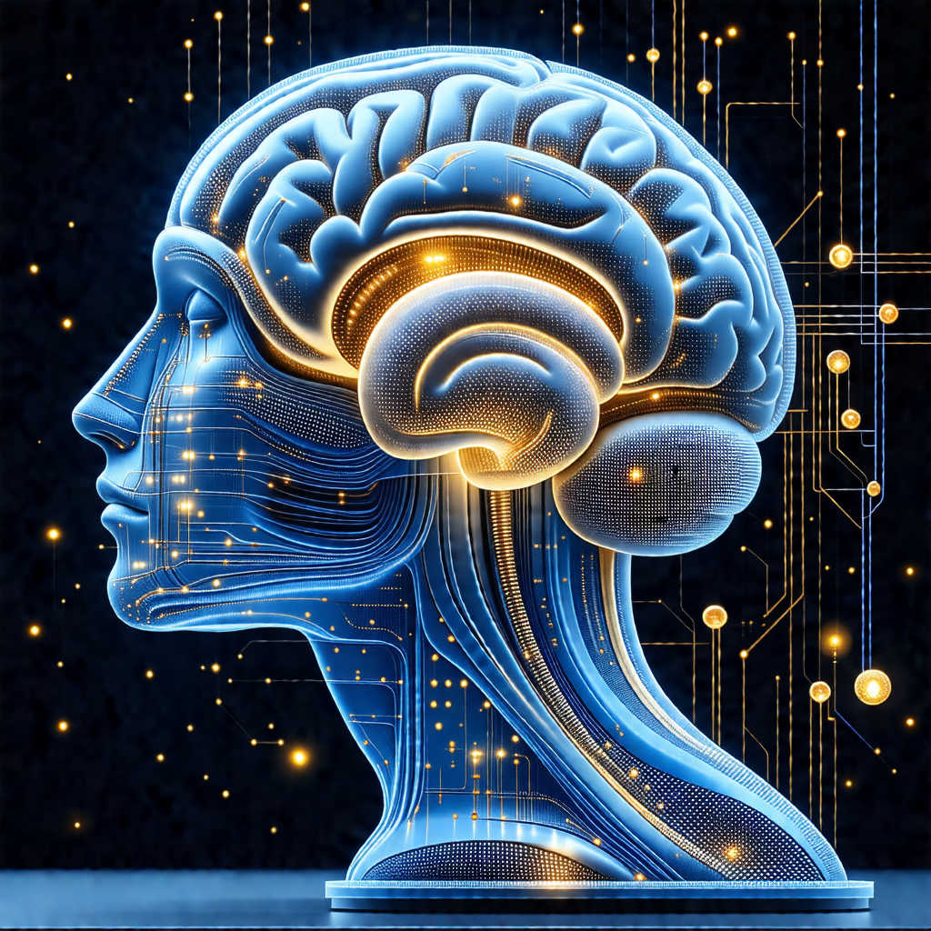 Close-up of a human head, with a focus on the brain and t...